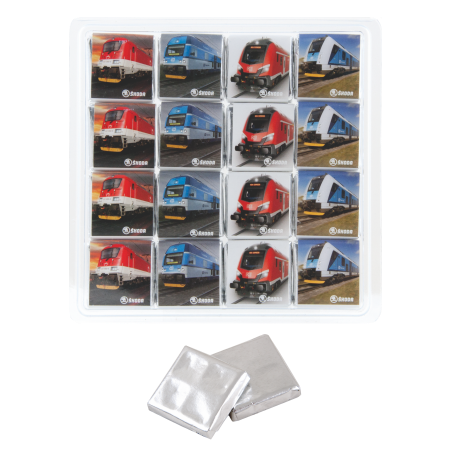 Transparante box 16 x 5 gr. Barry Callebaut chocolade