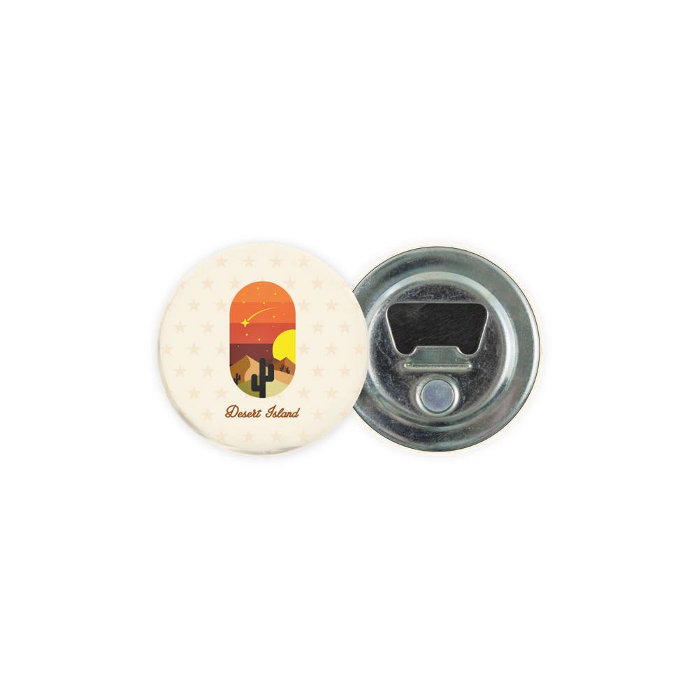 Metalen button 56mm met flesopener en magneet
