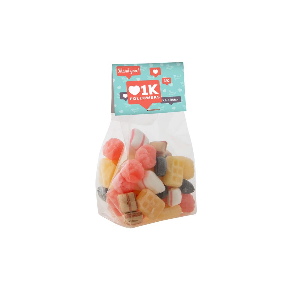 Blokzakje met kopkaartje en 150 gram snoep