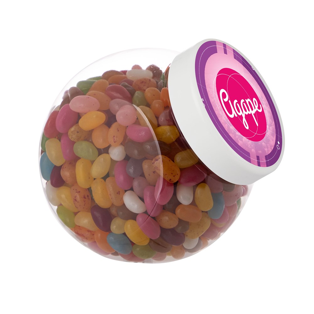 Kunststof pot 1 liter, gevuld met snoep