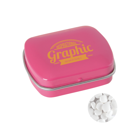 Klein blik met ca. 10 gr. extra strong suikervrije `triangle` mints