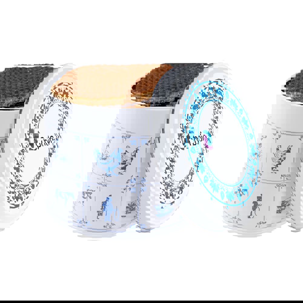 Delftsblauw blik met stroopwafels