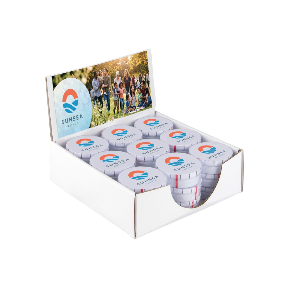 Display doos met ronde blikjes