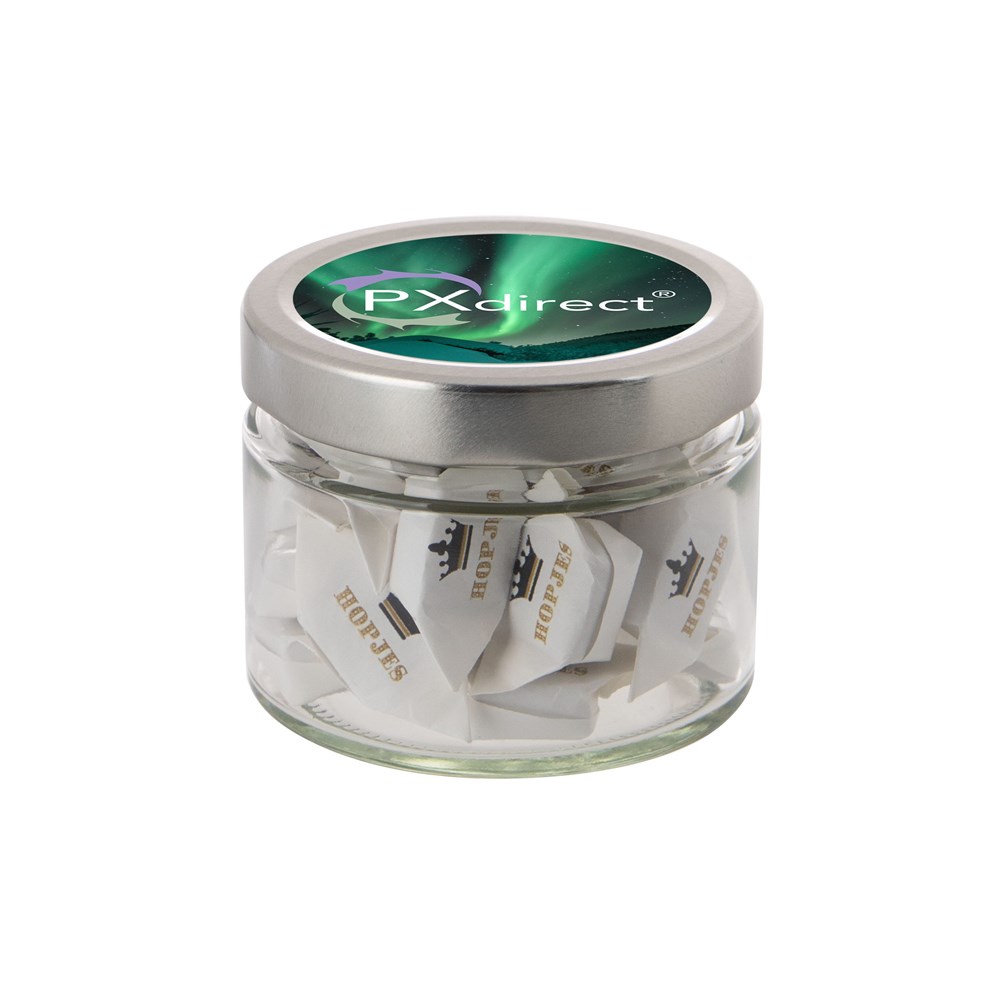 Glazen pot 0,22 liter, gevuld met snoep