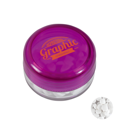 Kunststof rond potje met extra sterke `triangle` mintjes