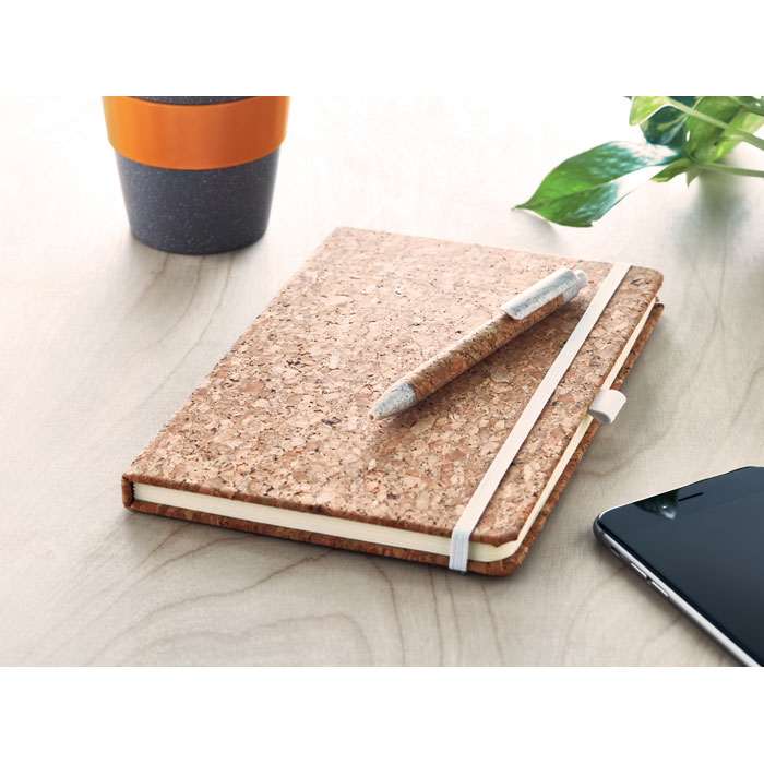SUBER SET - A5 kurk notitieboek balpen set