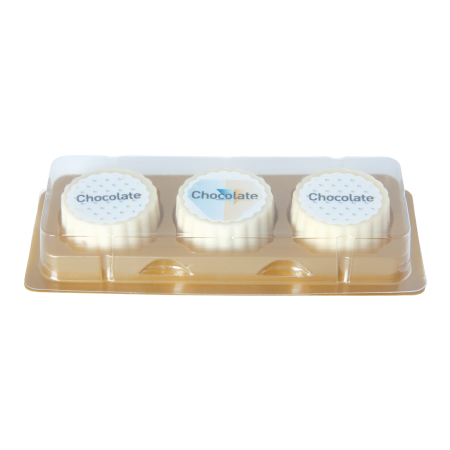 Set logobonbon van witte chocolade (3 stuks)