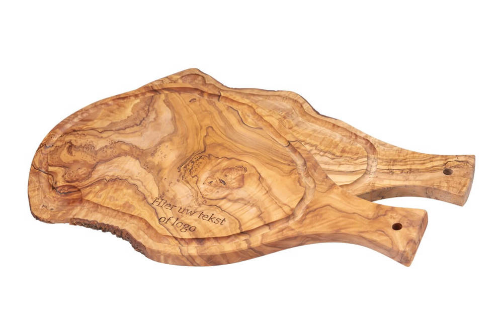 Olijfhouten serveerplank handvat sapgeul 45 cm